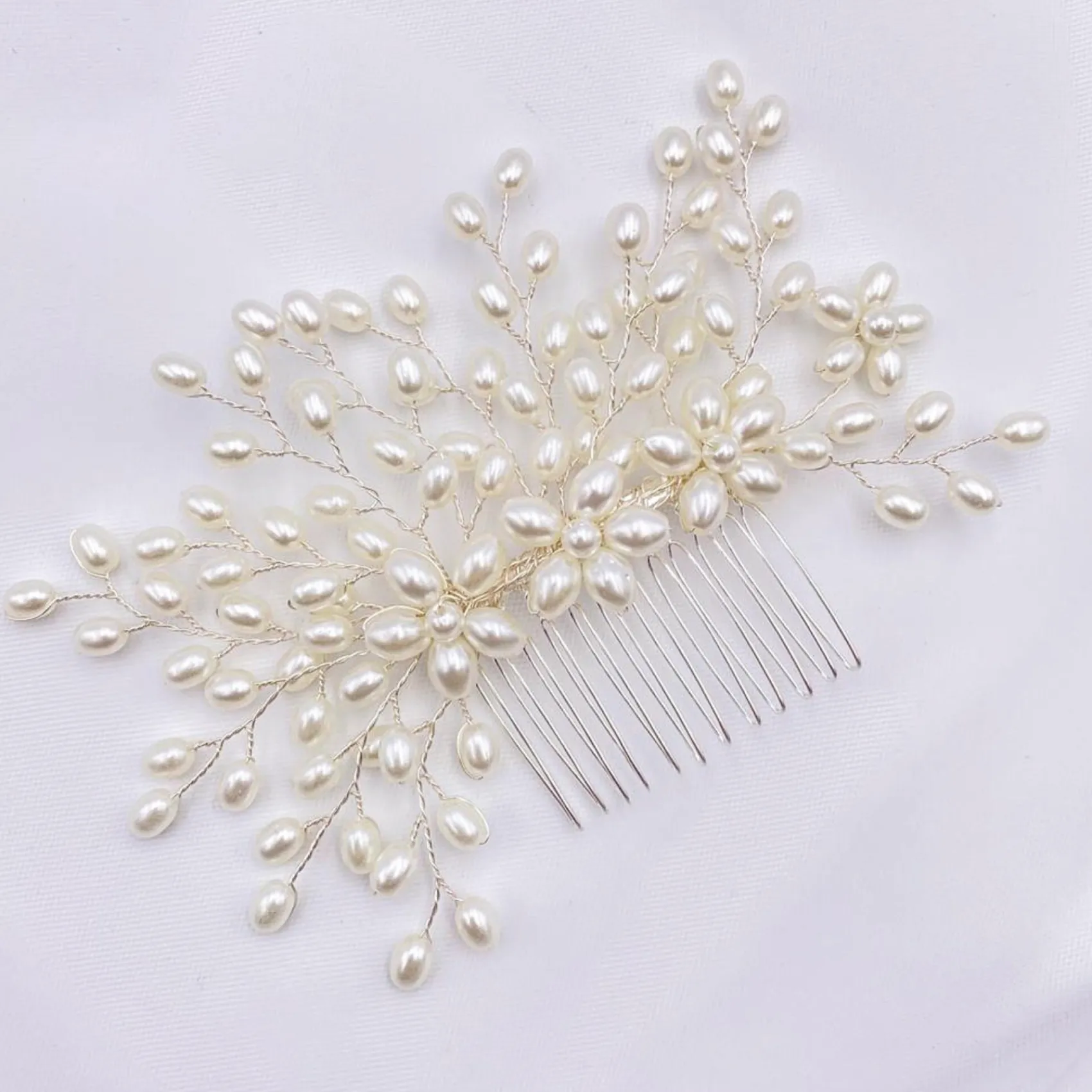 Lace & Favour Kaskade Perlenspray Hochzeit Haarkamm* Perlen-haarschmuck | Silberne Haar-accessoires