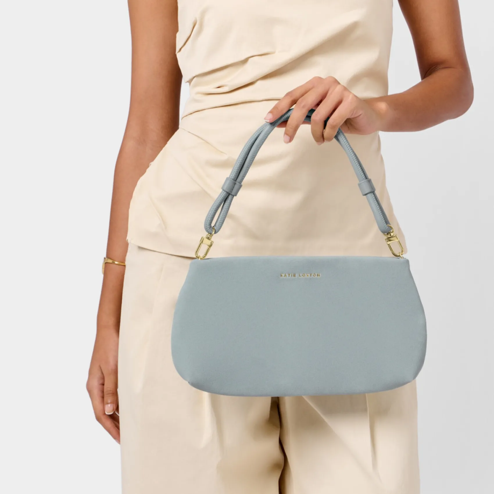 Katie Loxton Asha Blue Mist Suedette Wristlet Bag* Hochzeitsgäste-taschen | Hochzeit Handtaschen