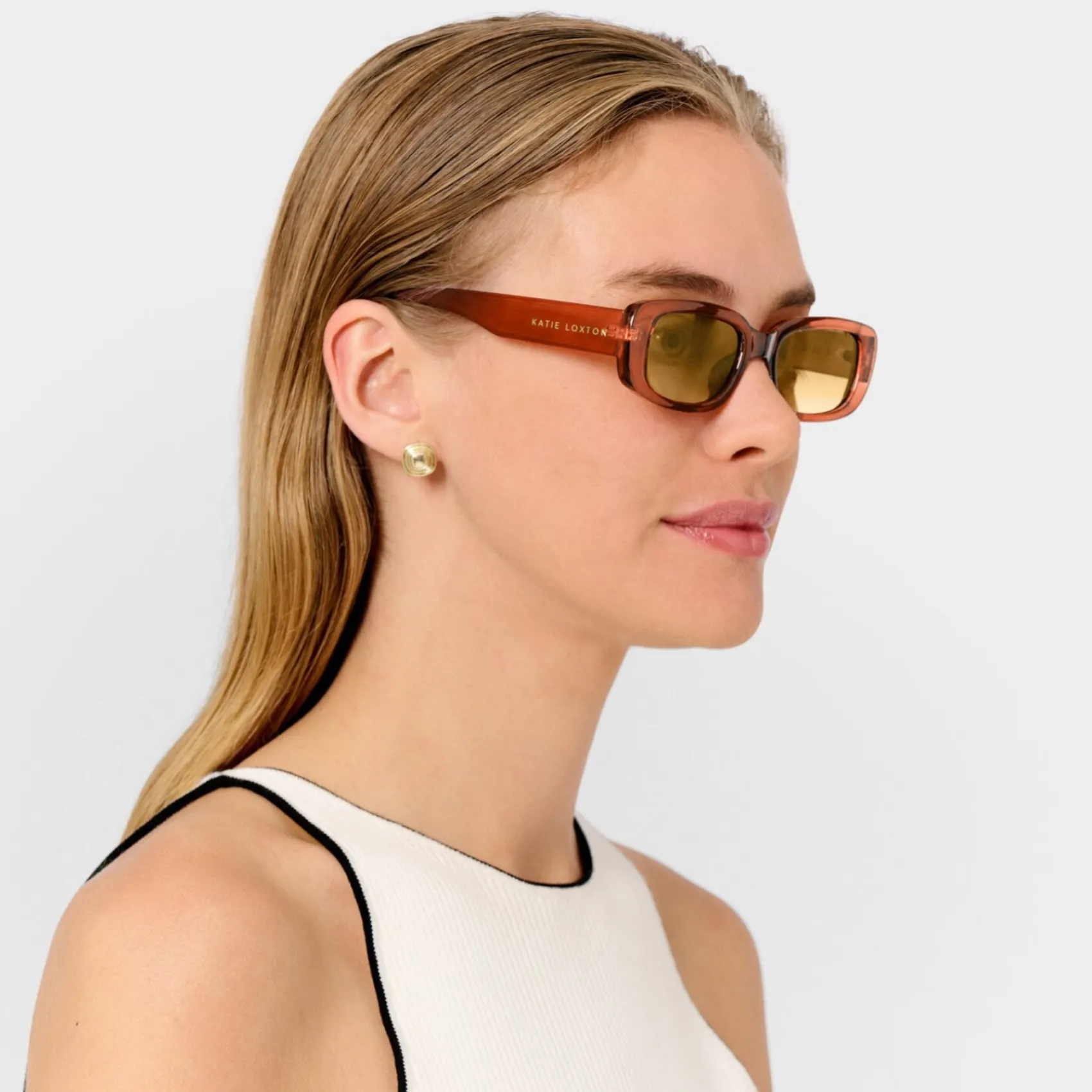 Katie Loxton Venedig Bernstein Rechteckige Sonnenbrille*Damen Damensonnenbrillen | Flitterwochengeschenke