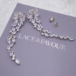Lace & Favour Kubanische Zirkonia-Ohrringe mit langen Tropfen* Silberner Abschlussball-schmuck | Abschlussball-ohrringe