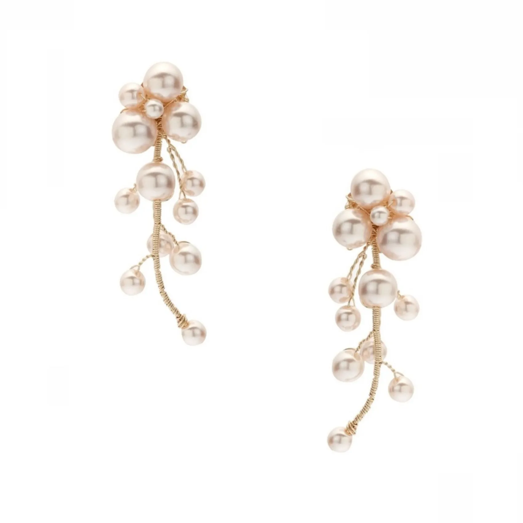 Poirier Laurel Blush Perlen Zweig Gold Tropfenohrringe* Perlen-hochzeitsschmuck | Gold-hochzeitsschmuck
