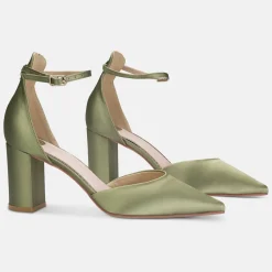 Perfect Bridal Liberty Olive Grün Satin Blockabsatz Knöchelriemen Gericht Schuhe* Schuhe Für Hochzeitsgäste | Schuhe Für Die Mutter Der Braut