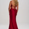 Linzi Jay Crossover Rücken Rüschen Stretch Satin Ballkleid mit Schleppe* Linzi Jay Prom Dresses