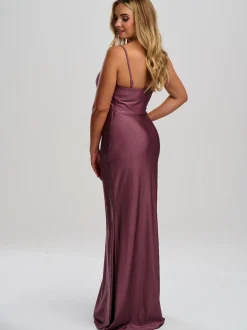 Linzi Jay Stretch-Satin-Abschlussballkleid mit Krawatte vorne* Linzi Jay Prom Dresses