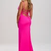 Linzi Jay V-Ausschnitt Stretch Satin Korsett Ballkleid mit Schleppe* Linzi Jay Prom Dresses | Rosa Ballkleider