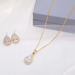 Lace & Favour Lulu Gold Crystal Stud Hochzeitsschmuck Set* Goldener Abschlussball-schmuck | Abschlussball-schmuck-sets