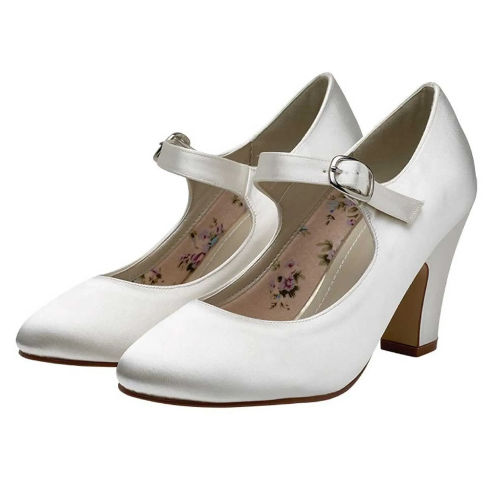 Rainbow Club Madeline von | Färbbar Elfenbein Satin Mary Jane Hochzeit Schuhe* Hochzeitsschuhe | Hochhackige Schuhe