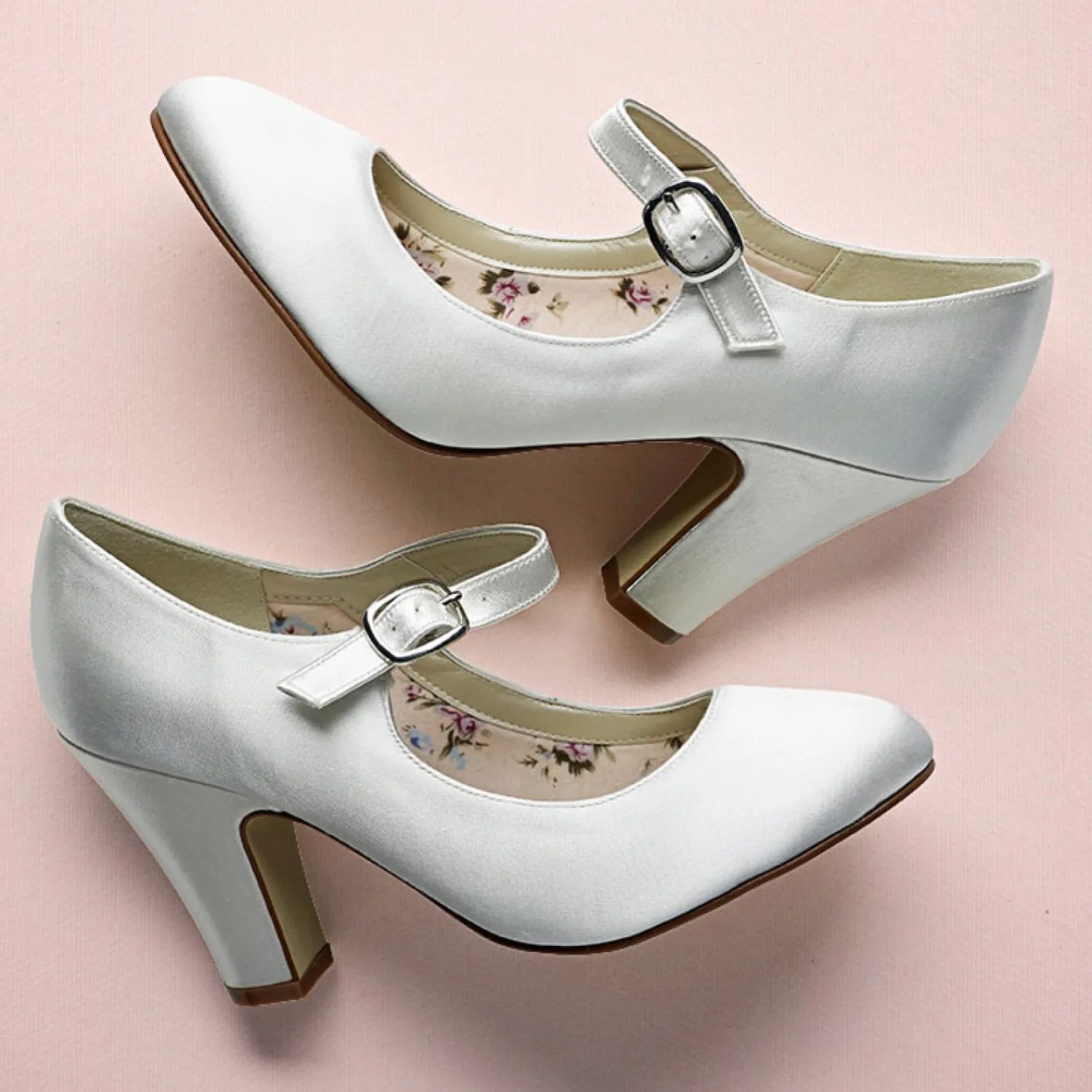 Rainbow Club Madeline von | Färbbar Elfenbein Satin Mary Jane Hochzeit Schuhe* Hochzeitsschuhe | Hochhackige Schuhe