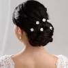 Lace & Favour Mae Satz von 3 Elfenbein zierliche Keramik Blume Haarnadeln* Perlen-haarschmuck | Silberne Haar-accessoires