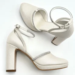 Avalia Shoes Mary Champagner Schimmer und Diamanten Blockabsatz Knöchelriemen Schuhe* Glitzernde Ballschuhe | Goldene Ballschuhe