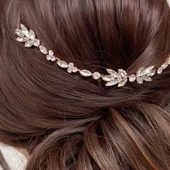 Lace & Favour Melody Gold Drapierte Kristall Hochzeit Kopfstück* Abschlussball Haarspangen & Kämme | Haarschmuck Aus Kristall