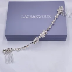 Lace & Favour Melody Silber drapiert Kristall Hochzeit Kopfstück* Abschlussball Haarspangen & Kämme | Haarschmuck Aus Kristall