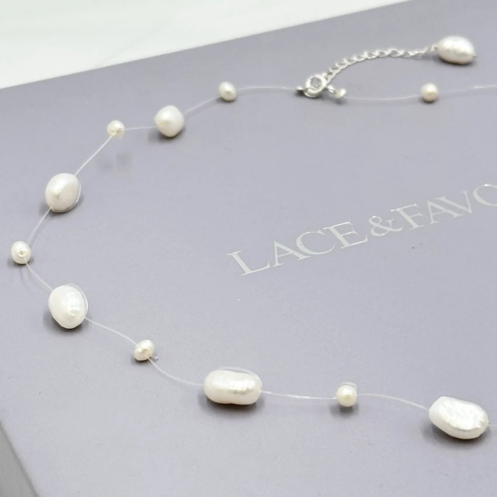 Lace & Favour Mereia Illusions-Süßwasserperlenkette* Geschenke Für Die Braut | Perlen-hochzeitsschmuck