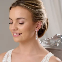 Lace & Favour Miami Zierliche lange Kristalltropfen-Ohrringe* Silberner Abschlussball-schmuck | Abschlussball-ohrringe