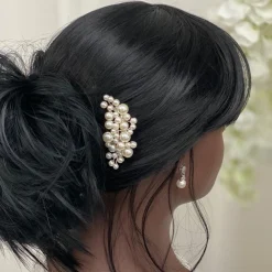Lace & Favour Michaela Kleiner Perlen-Haarkamm Silber | L&F* Silberne Haar-accessoires | Brautjungfer Haarschmuck