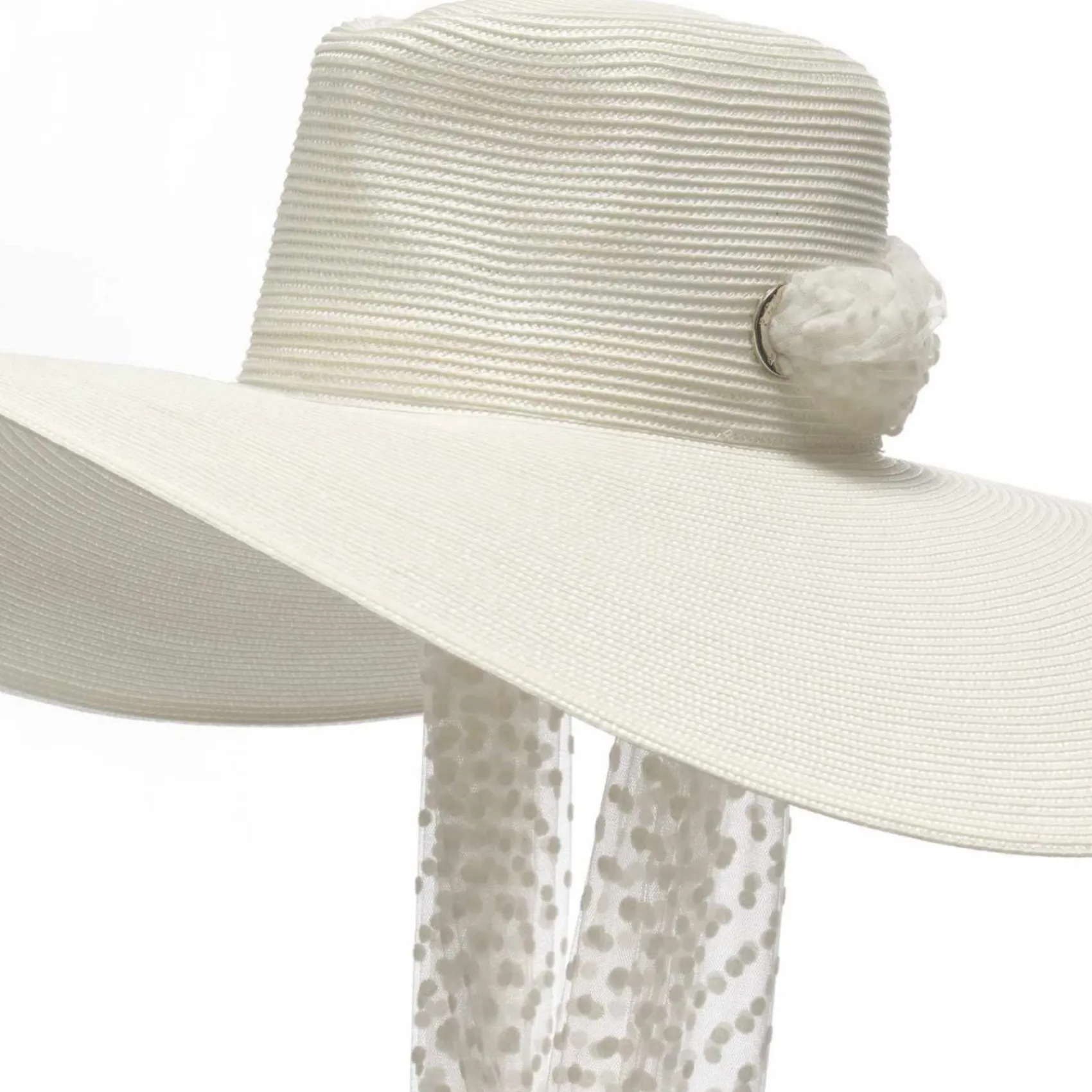 Poirier Mohn Elfenbein Vintage Braut Hut mit Polka Dot Schleier* Brauthüte
