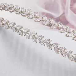 Lace & Favour Monaco CZ Kristall Blätter Doppelstirnband* Abschlussball-haarbänder & Tiaras | Haarschmuck Aus Kristall