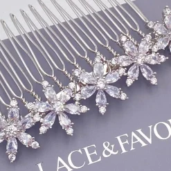 Lace & Favour Mondblume Floral zierlich Kristall Hochzeit Haar Kamm* Abschlussball Haarspangen & Kämme | Geschenke Für Blumenmädchen