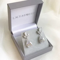 Lace & Favour Montpellier Cubic Zirkonia Tropfenohrringe* Silberner Abschlussball-schmuck | Abschlussball-ohrringe