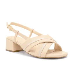 Paradox London Nancy Nackt Kunstleder Breite Passform Slingback Blockabsatz Sandalen* Abschlussball-sandalen | Ballschuhe Mit Niedrigem Absatz