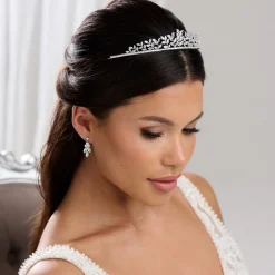 Lace & Favour Odessa Sparkly Cubic Zirkonia Blätter Hochzeit Tiara* Abschlussball-haarbänder & Tiaras | Haarschmuck Aus Kristall