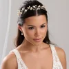 Lace & Favour Oktober Gold Blätter und Perlen Lange Hochzeit Haarsträhne* Perlen-haarschmuck | Gold-haar-accessoires