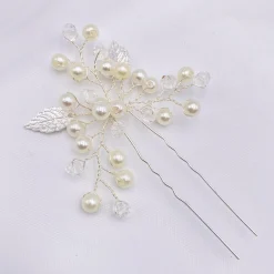 Lace & Favour Oktober Silberne Blätter und Perlen Hochzeit Haarnadel* Geschenke Für Brautjungfern | Geschenke Für Die Braut