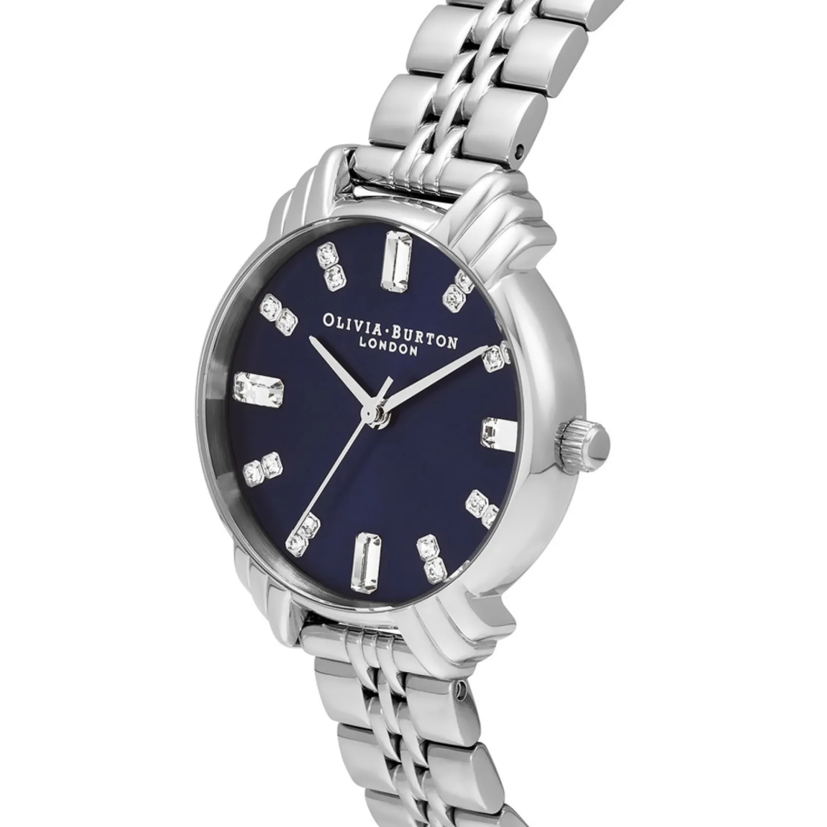 Olivia Burton Art Deco Armbanduhr 30mm Marineblau und Silber* Olivia Burton Uhren | Etwas Blaue Geschenke