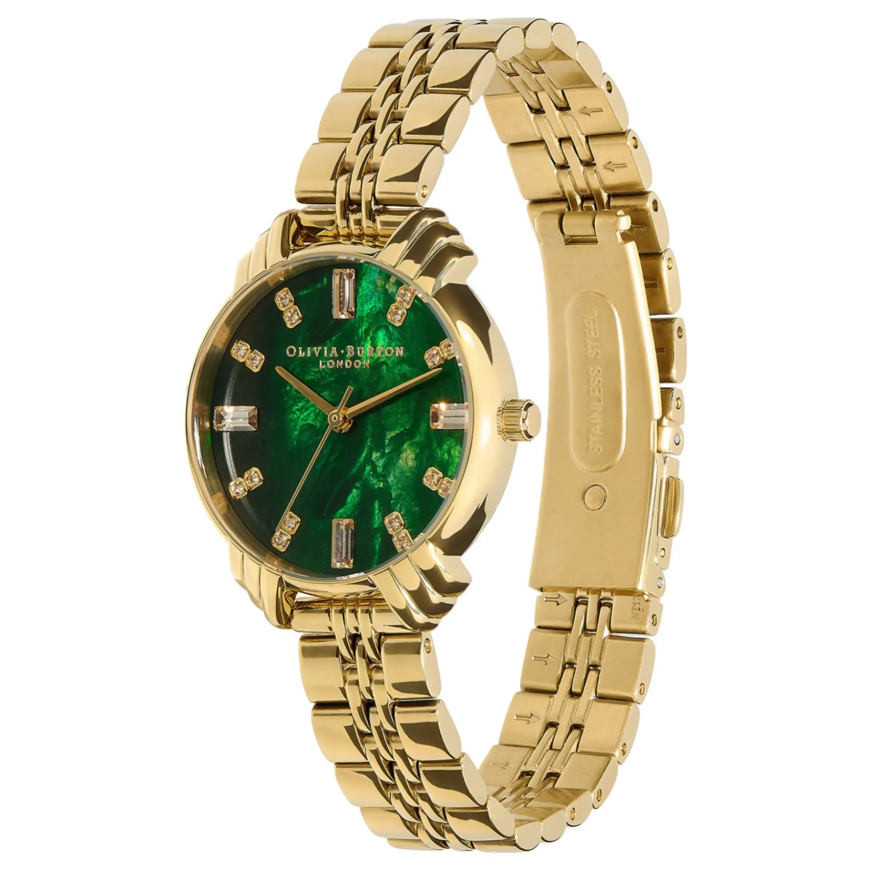Olivia Burton Art Deco Armbanduhr 30mm Smaragd und Gold* Olivia Burton Uhren | Uhren Für Bräute