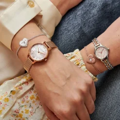 Olivia Burton Floral 30mm Weiß und Rose Gold Mesh Uhr* Olivia Burton Uhren | Geschenke Für Die Braut