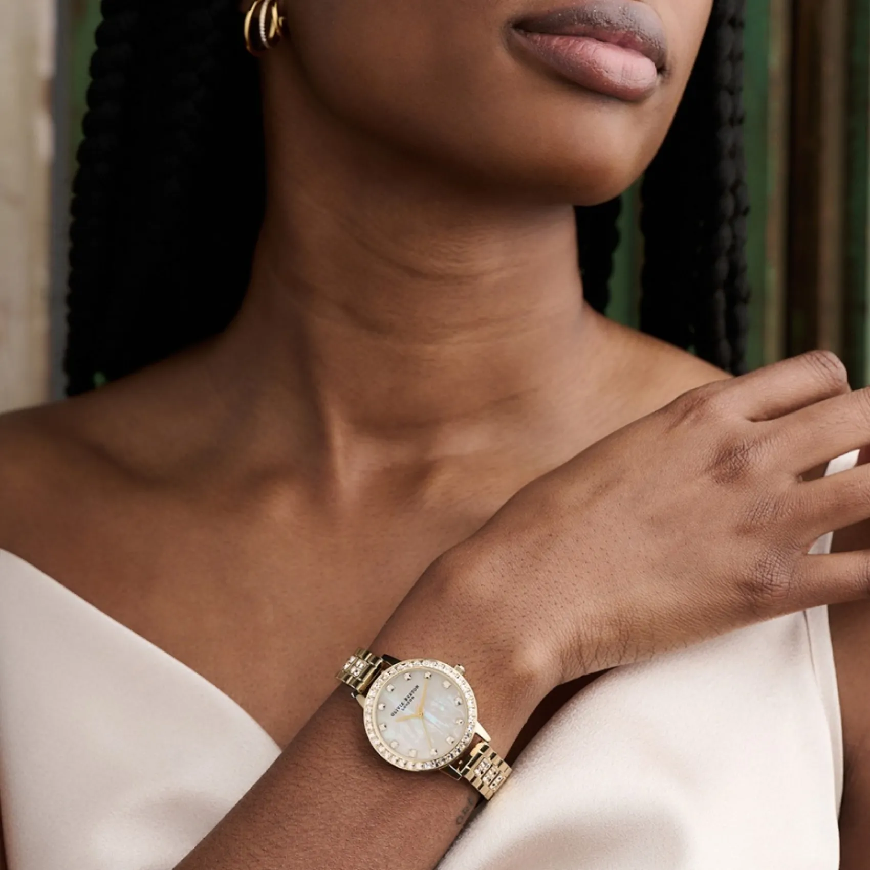 Olivia Burton Goldarmbanduhr mit Perlmutt und Kristall 34mm* Olivia Burton Uhren | Geschenke Für Die Braut