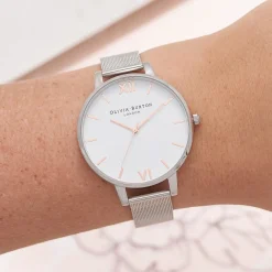 Olivia Burton Klassische 38mm Uhr aus weißem und silbernem Mesh* Olivia Burton Uhren | Geschenke Für Die Braut