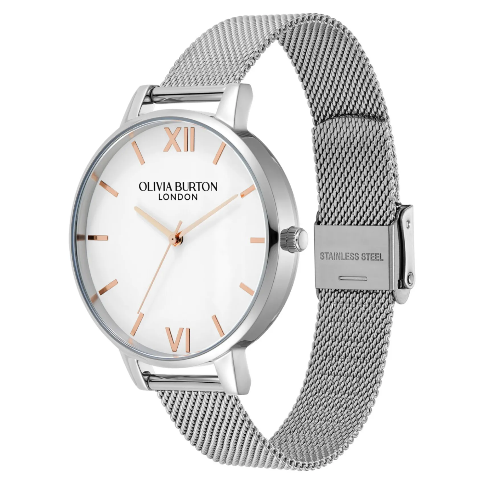Olivia Burton Klassische 38mm Uhr aus weißem und silbernem Mesh* Olivia Burton Uhren | Geschenke Für Die Braut