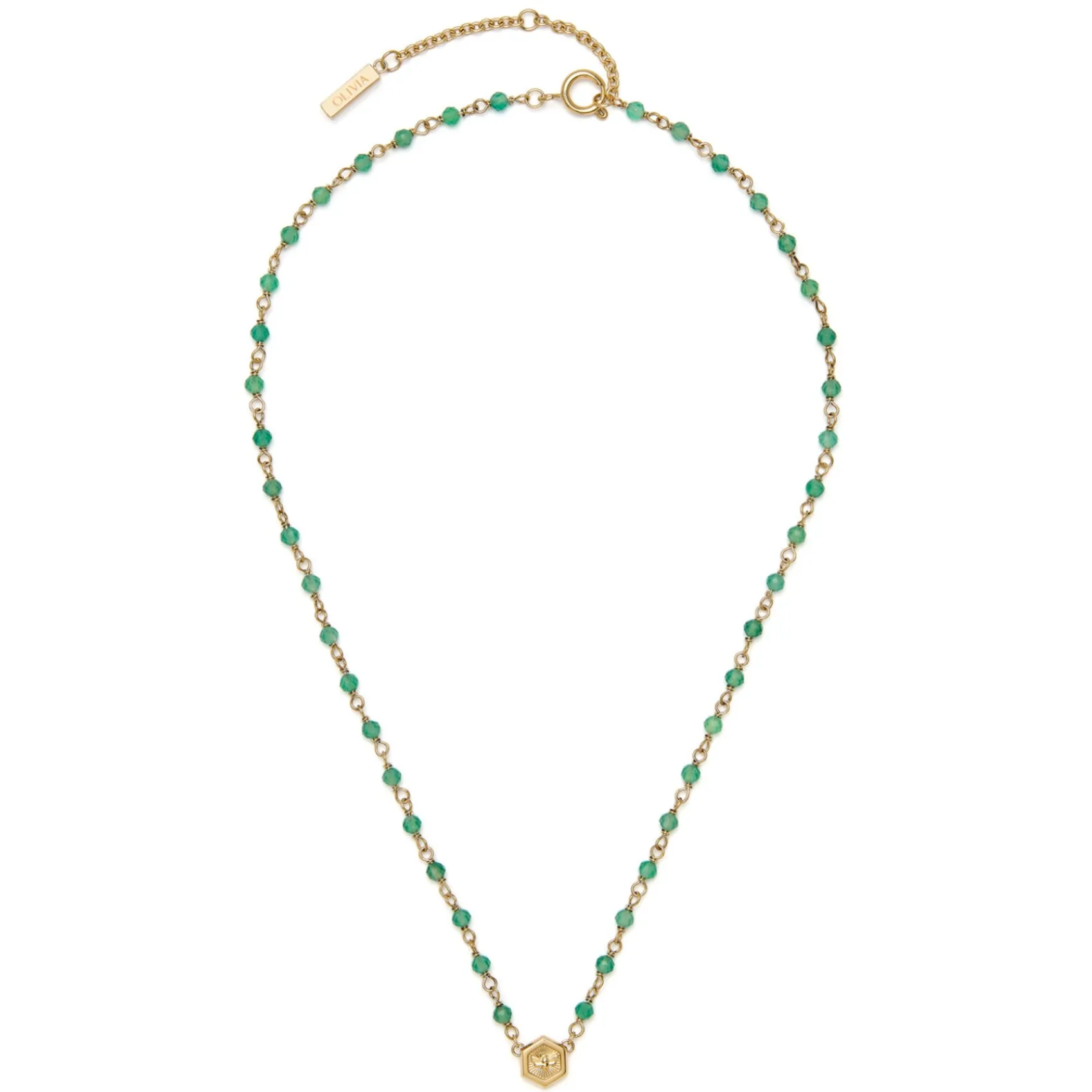 Olivia Burton Minima Bee Halskette mit grünem und vergoldetem Perlencharme*Damen Damenschmuck | Geschenke Für Die Mutter Des Bräutigams