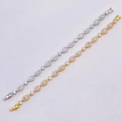 Lace & Favour Palladium Cubic Zirkonia Hochzeitsarmband (Gold)* Goldener Abschlussball-schmuck | Prom Armbänder