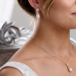 Lace & Favour Paloma Gold Teardrop Perlen Brautschmuck Set* Geschenke Für Die Braut | Perlen-hochzeitsschmuck