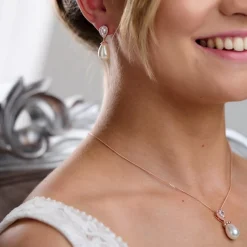Lace & Favour Paloma Rose Gold Teardrop Perlen Brautschmuck Set* Geschenke Für Die Braut | Perlen-hochzeitsschmuck