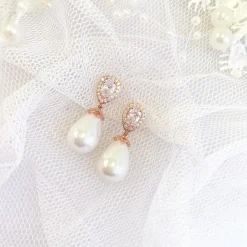 Lace & Favour Paloma Teardrop-Perlenohrringe zur Hochzeit (Rose Gold)* Geschenke Für Brautjungfern | Geschenke Für Die Braut