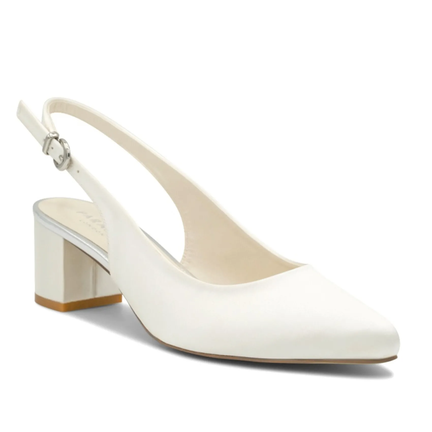 Paradox London Andrienne Färbbar Elfenbein Satin Niedrig Blockabsatz Slingbacks* Schuhe Für Die Mutter Der Braut | Hochzeitsschuhe