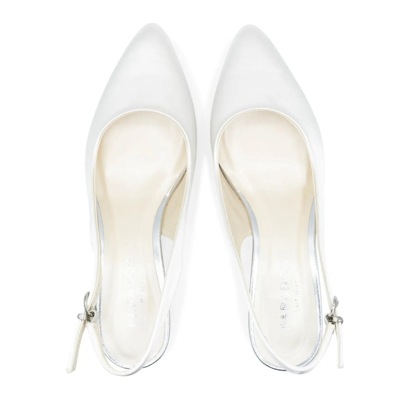 Paradox London Andrienne Färbbar Elfenbein Satin Niedrig Blockabsatz Slingbacks* Schuhe Für Die Mutter Der Braut | Hochzeitsschuhe