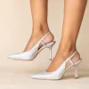 Paradox London Carli Silber Glitter Mitte Heel Slingback Gericht Schuhe* Glitzernde Ballschuhe | Silberne Ballschuhe