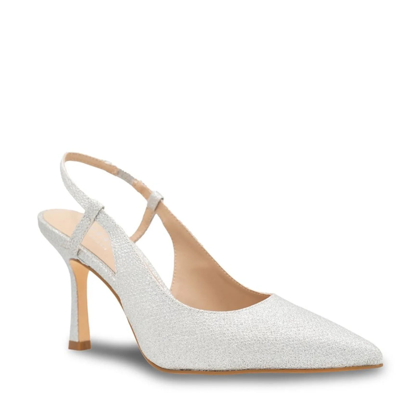 Paradox London Carli Silber Glitter Mitte Heel Slingback Gericht Schuhe* Glitzernde Ballschuhe | Silberne Ballschuhe