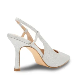 Paradox London Carli Silber Glitter Mitte Heel Slingback Gericht Schuhe* Glitzernde Ballschuhe | Silberne Ballschuhe