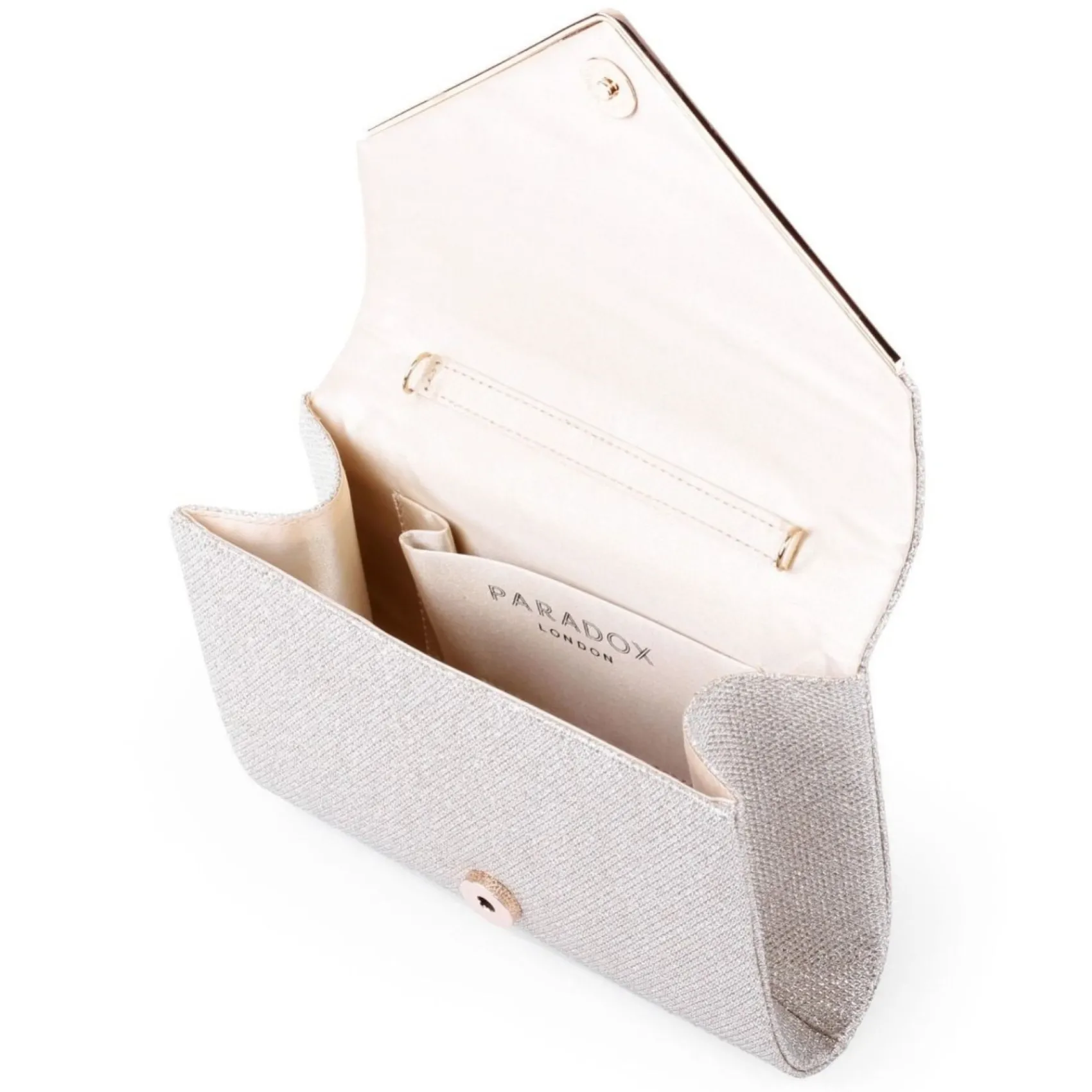 Paradox London Darcy Champagner Glitter Box Clutch Tasche* Abschlussball-taschen | Anlass Handtaschen