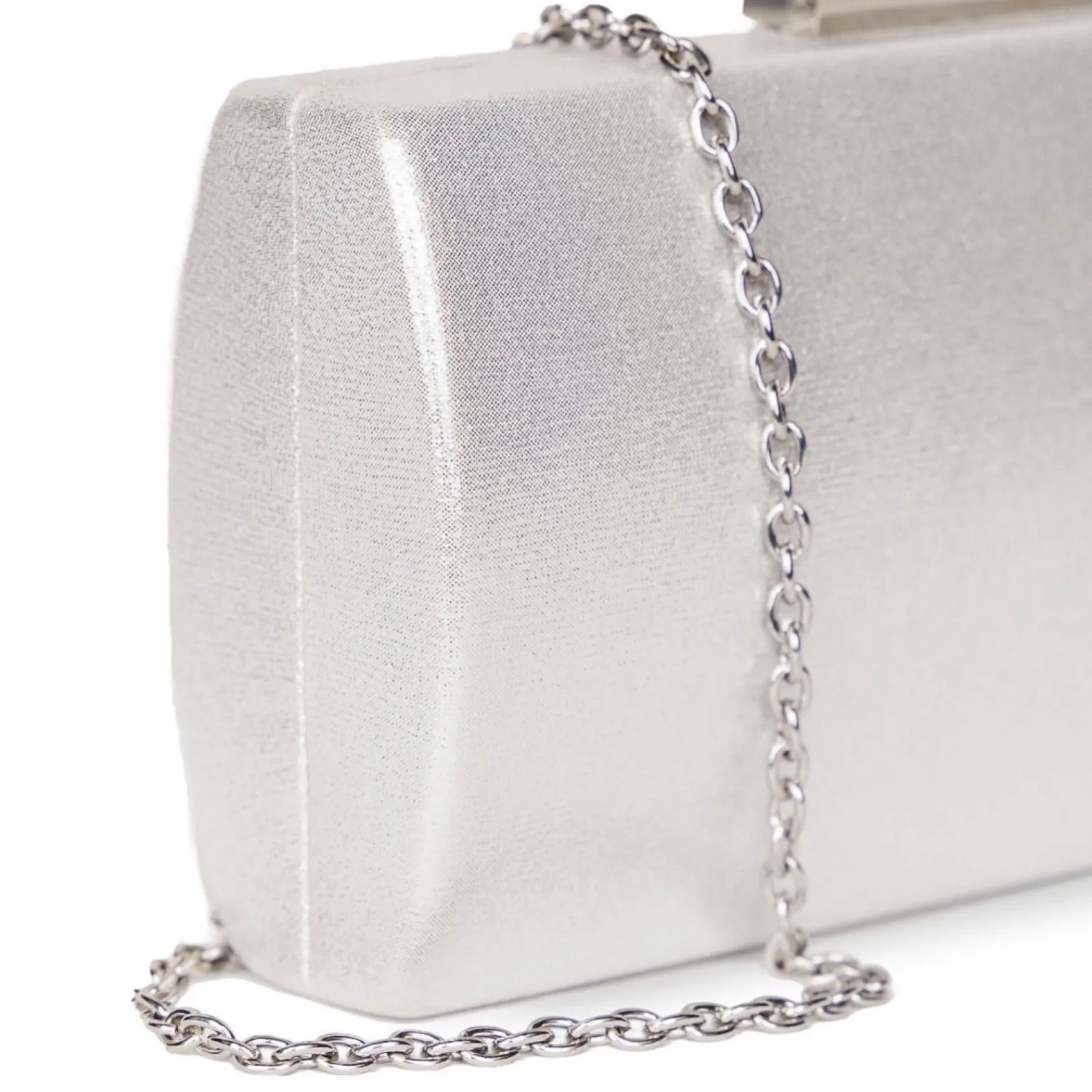 Paradox London Dionne Silber schimmernde Box Clutch Tasche* Abschlussball-taschen | Hochzeitsgäste-taschen