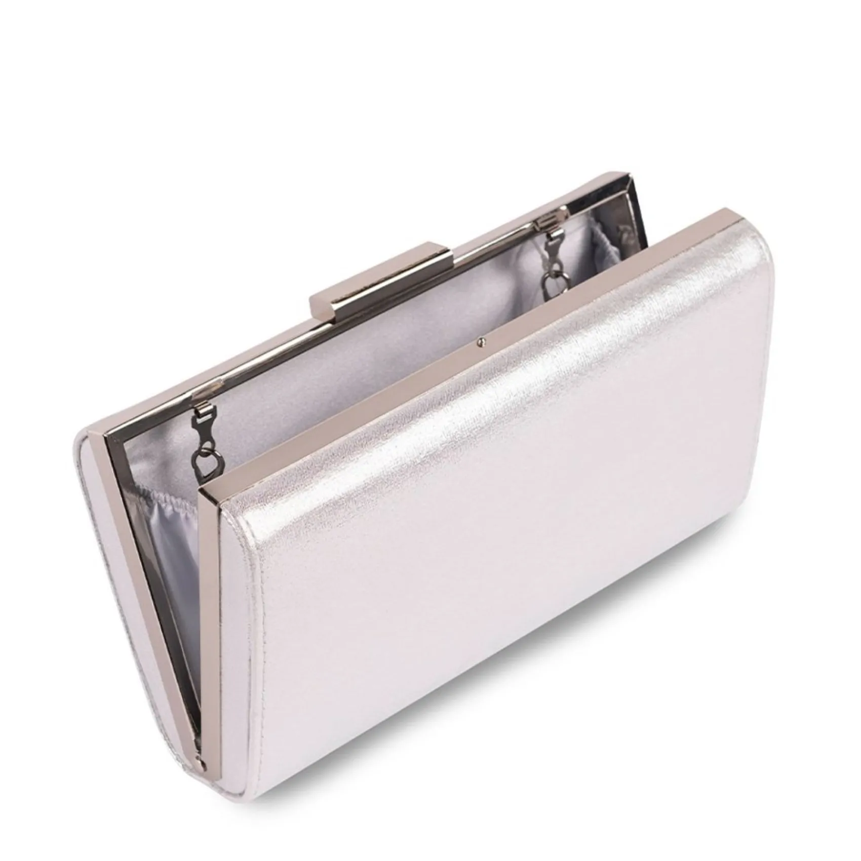Paradox London Doria Silber schimmernde Box Clutch Tasche* Abschlussball-taschen | Anlass Handtaschen