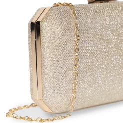 Paradox London Dulcie Champagner Glitter Box Clutch Tasche* Abschlussball-taschen | Anlass Handtaschen
