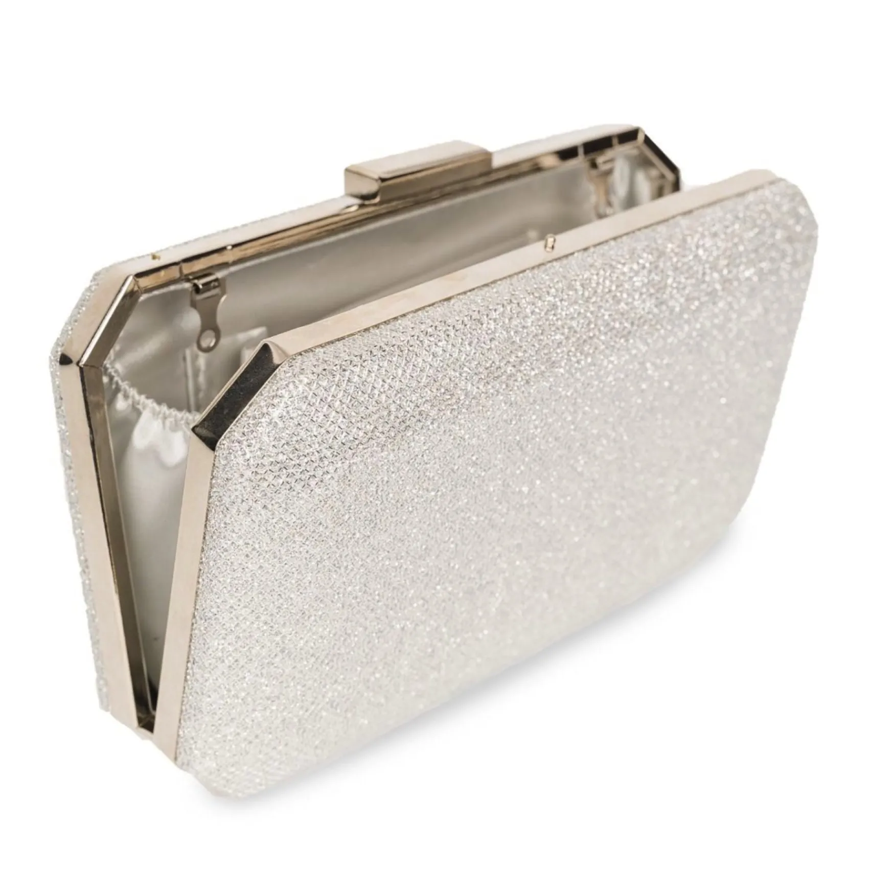 Paradox London Dulcie Silber Glitter Box Clutch Tasche* Abschlussball-taschen | Anlass Handtaschen