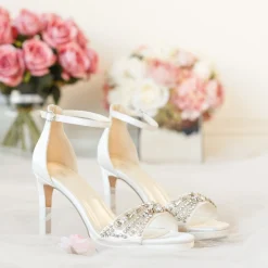 Paradox London Enya Elfenbein Satin High Heel Kristall Plateau Sandalen* Schuhe Für Hochzeitsgäste | Hochzeitsschuhe