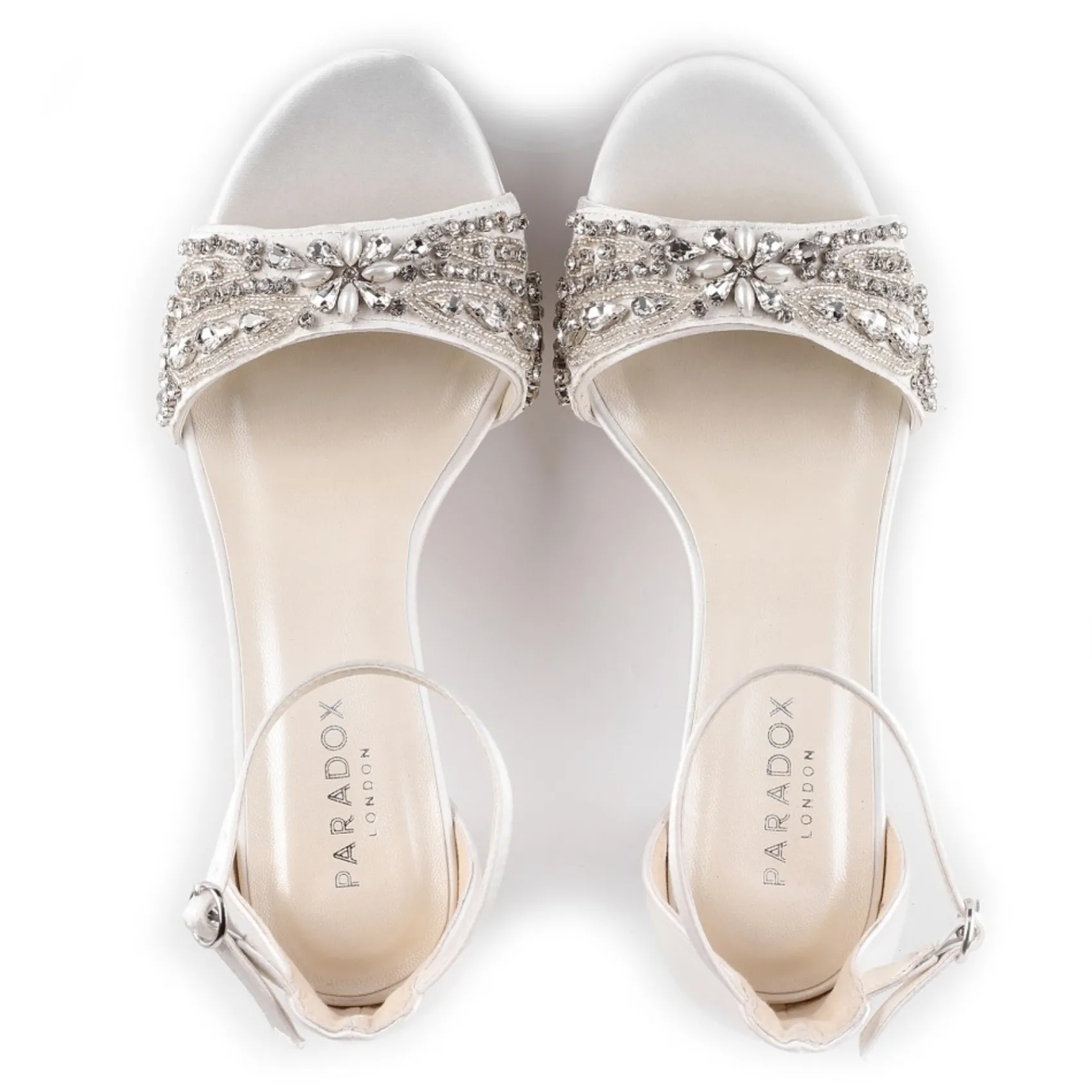 Paradox London Enya Elfenbein Satin High Heel Kristall Plateau Sandalen* Schuhe Für Hochzeitsgäste | Hochzeitsschuhe
